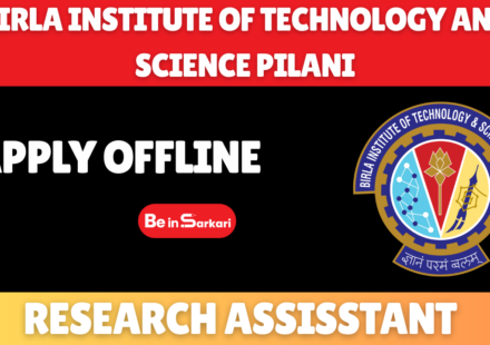 Research Assistant Recruitment 2026 for 1 Research Assistant post Birla Institute of Technology and Science Pilani