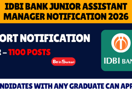 IDBI Bank Junior Assistant Manager Notification 2026