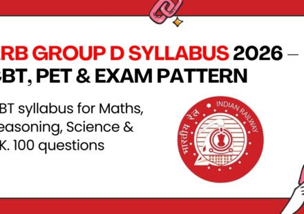 RRB Group D Syllabus 2026: Complete CBT syllabus for Maths, Reasoning, Science & GK. 100 questions · 90 min · −0.33 marking.