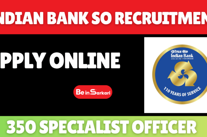 Indian Bank SO Recruitment