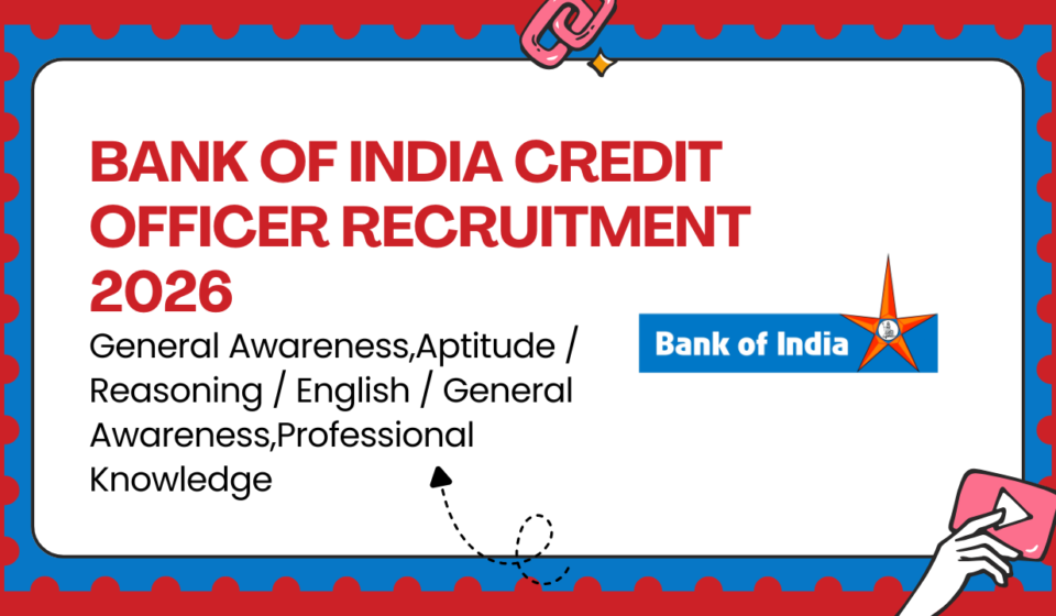 Bank of India Credit Officer Recruitment 2026 Apply Online for 779 Credit Officer Posts